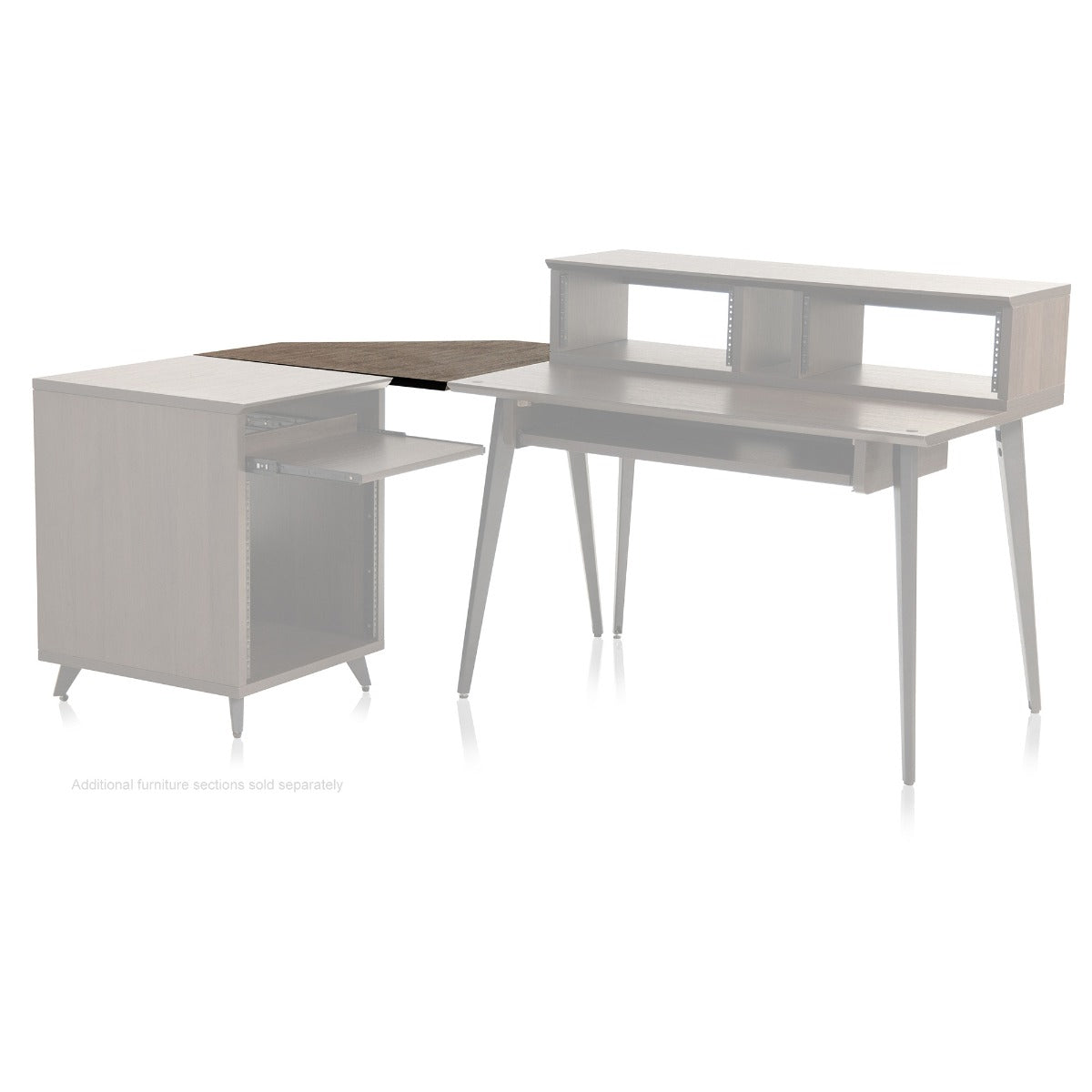 Gator Frameworks Elite Series Furniture Desk Corner Section  - Brown shown with the additional furniture sections