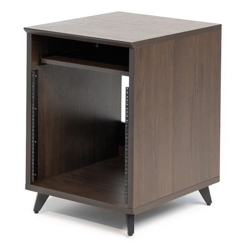 Left angled image of the Gator Frameworks Elite Series Furniture Desk 10U Rack - Brown