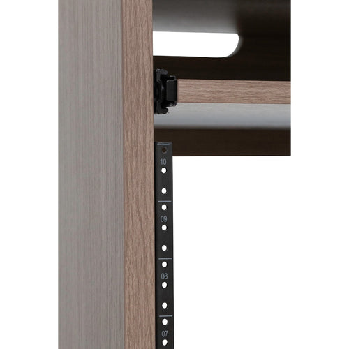 Closeup image of the 10U rack of the Gator Frameworks Elite Series Furniture Desk 10U Rack - Grey