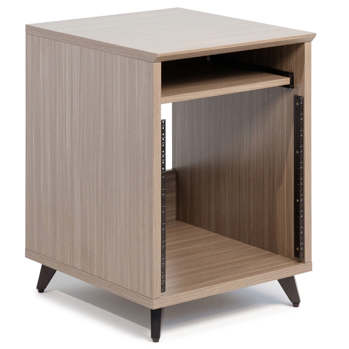 Right angled image of the Gator Frameworks Elite Series Furniture Desk 10U Rack - Grey