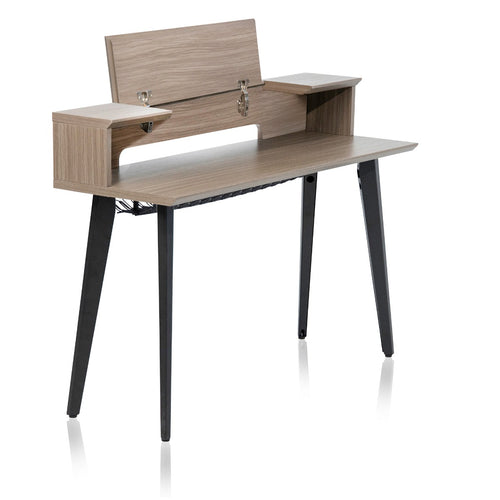 Angled image of the Elite Furniture Series 61-Note Keyboard Desk with lid opened.