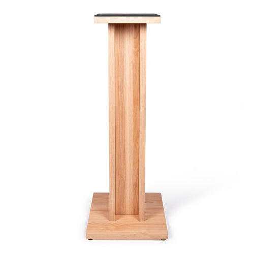 Angled perspective of the Gator Frameworks Elite Series Studio Monitor Stand - Maple