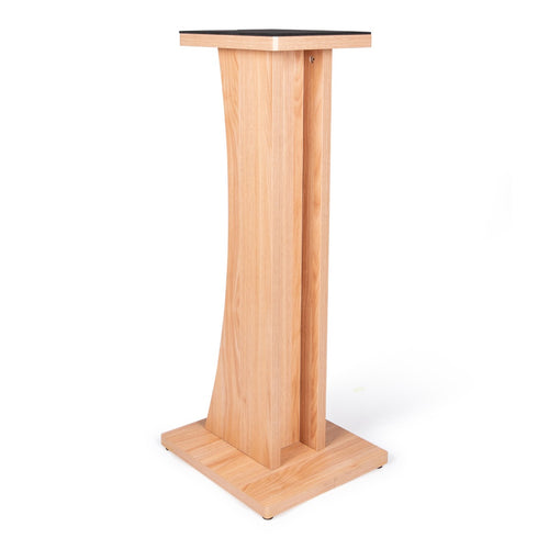 Angled perspective of the Gator Frameworks Elite Series Studio Monitor Stand - Maple