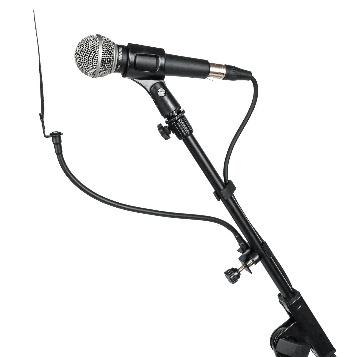 Filter attached to a microphone stand from a side profile