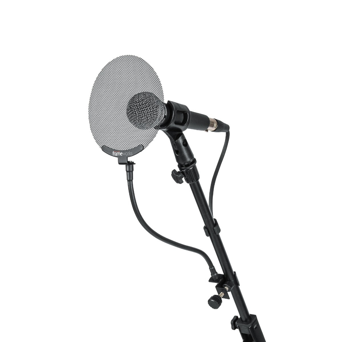 Filter attached to a microphone stand