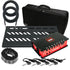 Collage of the components in the Gator Cases GPB-BAK-1 Aluminum Pedal Board w/ Carry Bag - Large, Black POWER KIT bundle