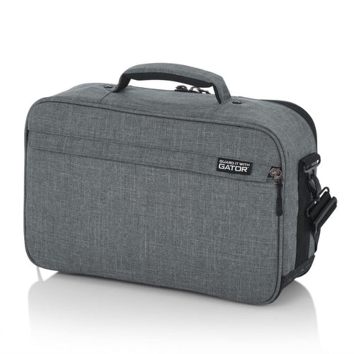 Left angle of the Gator Cases 16″ X 10″ X 4.5″ Grey Transit Series Accessory Bag's back