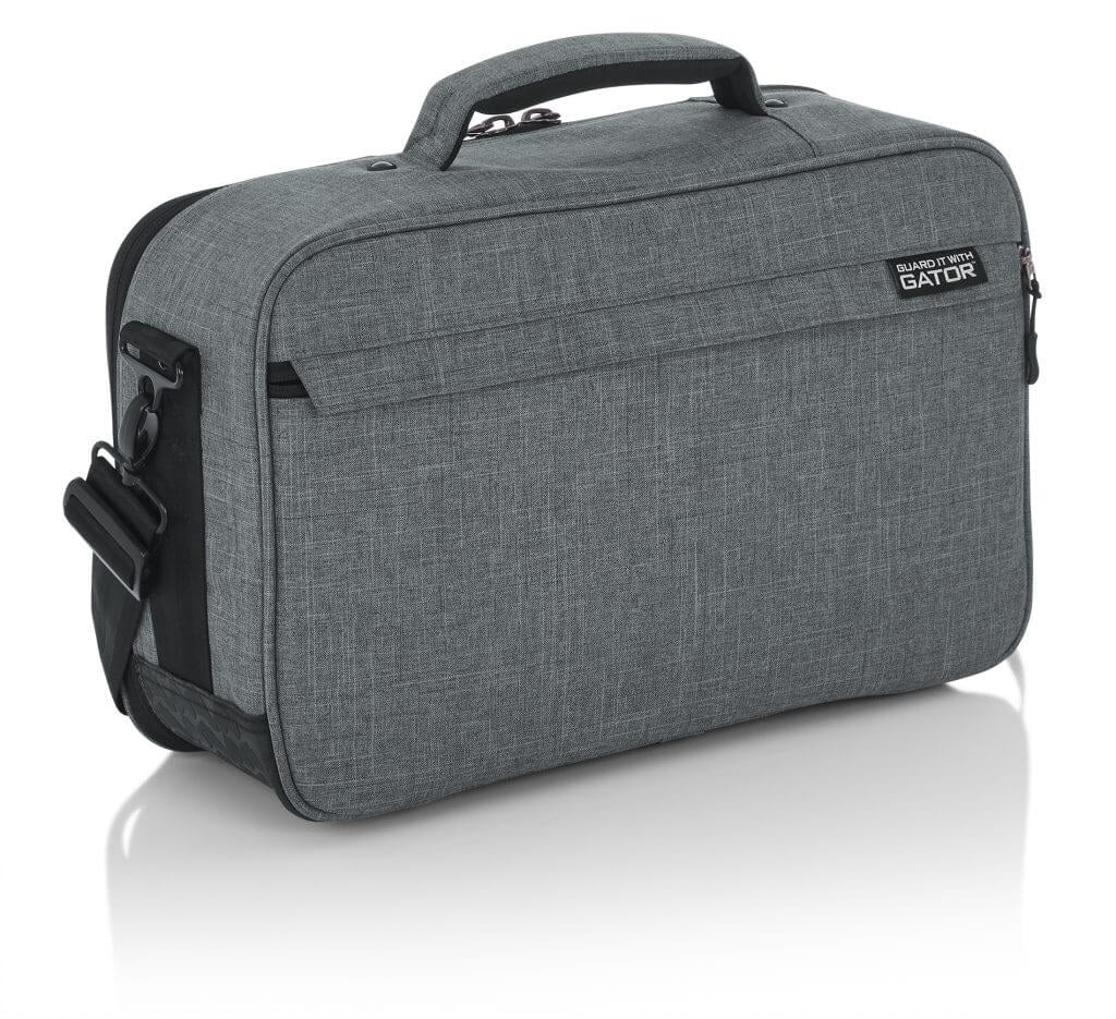 Right angle back of the Gator Cases 16″ X 10″ X 4.5″ Grey Transit Series Accessory Bag 's back