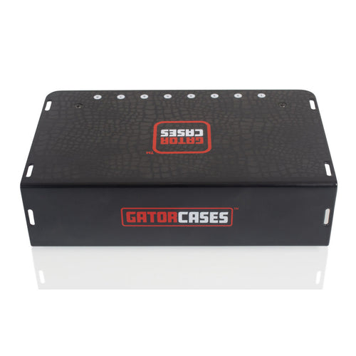Top of the metal case of the Gator Cases GTR-PWR-8 Pedal Board Power Supply With 8 Isolated Outputs