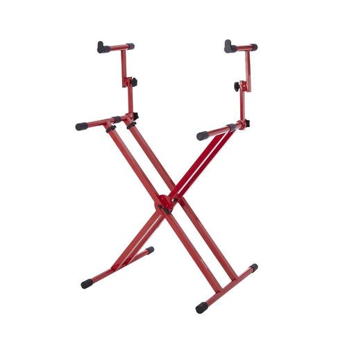 Gator Frameworks GFW-KEY-5100X 2-Tier X-Style Keyboard Stand - Red