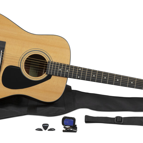 Yamaha Gigmaker Deluxe acoustic guitar package with case, strap, tuner, and picks