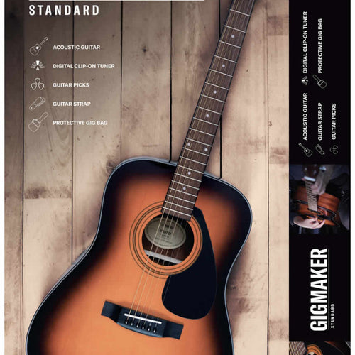 Yamaha GigMaker Standard Acoustic Guitar Starter Pack - Tobacco Sunburst retail packaging