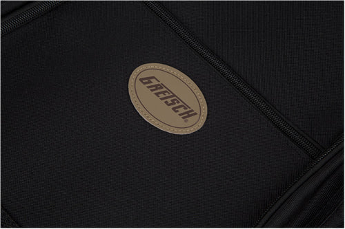 Gretsch G2168 Jet Baritone/Junior Jet Bass Gig Bag, closeup of Gretsch logo. 