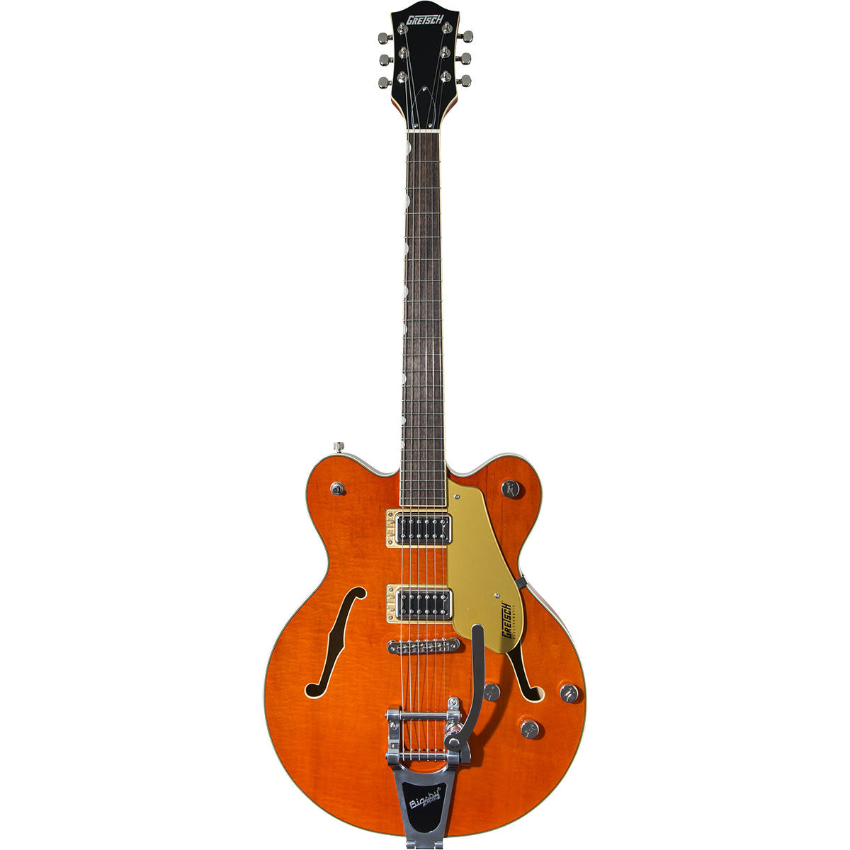 Top view of Gretsch G5622T Electromatic Center Block Guitar - Orange Stain