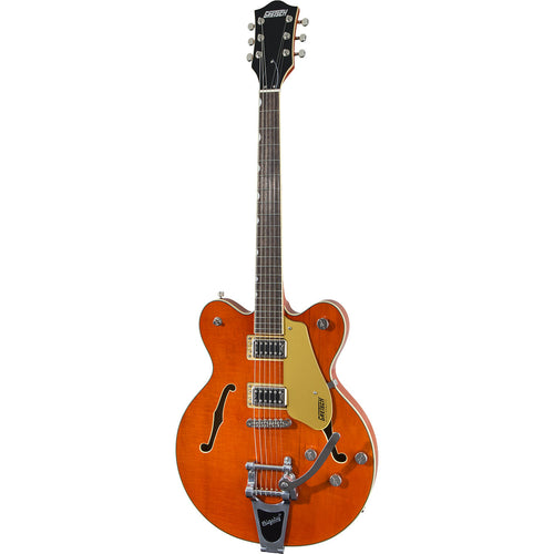 Perspective view of Gretsch G5622T Electromatic Center Block Guitar - Orange Stain showing top and right side