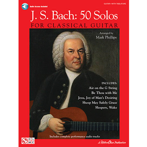 Johann Sebastian Bach: 50 Solos for Classical Guitar Tab Songbook (Book/Online Audio)