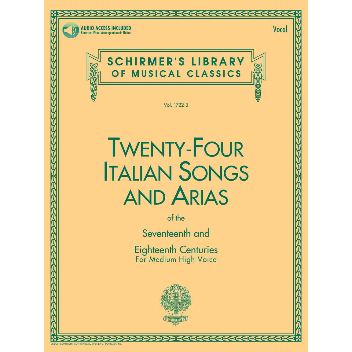 Hal Leonard 24 Italian Songs & Arias - Medium High Voice (Book/Online Audio)