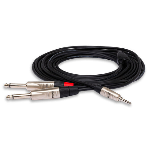Hosa HMP003Y 3.5MM TRS to Dual 1/4" TS breakout cable, 3 ft, View 4