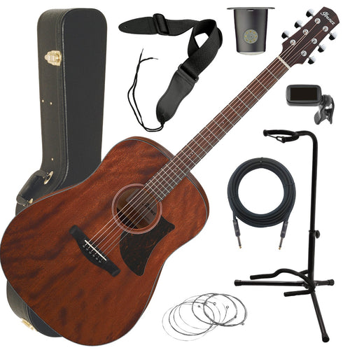 Collage image of the Ibanez AAD140 Acoustic Guitar - Open Pore Natural COMPLETE GUITAR BUNDLE