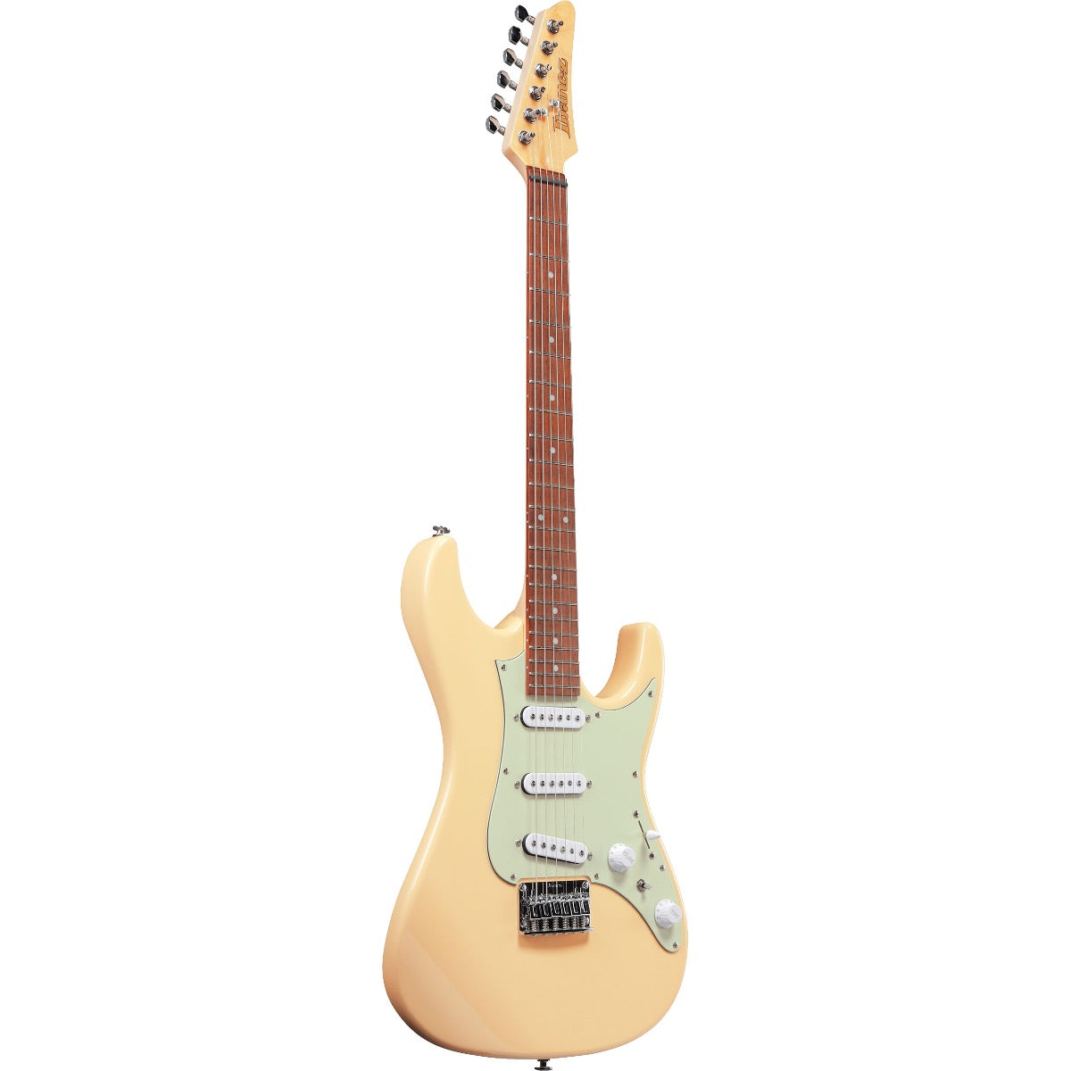 Perspective view of Ibanez AZES31 Electric Guitar - Ivory showing top and left side