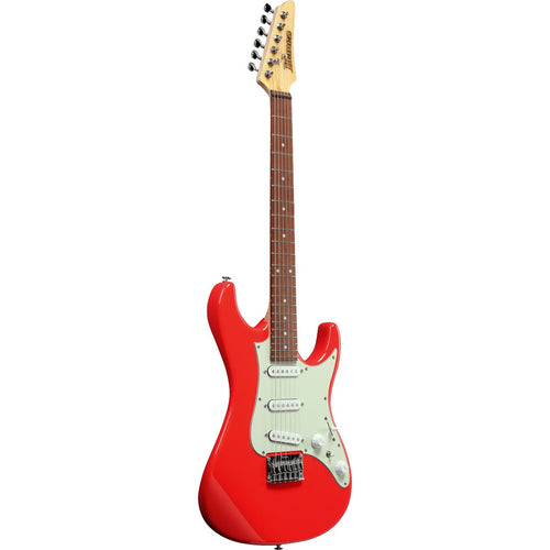 Perspective view of Ibanez AZES31 Electric Guitar - Vermilion showing top and left side