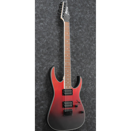 Perspective view of Ibanez RG421EX Electric Guitar - Crimson Fade showing top and left side