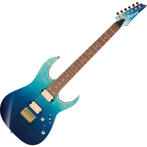 Top view of Ibanez RG421HPFM RG High Performance Electric Guitar - Blue Reef Gradation