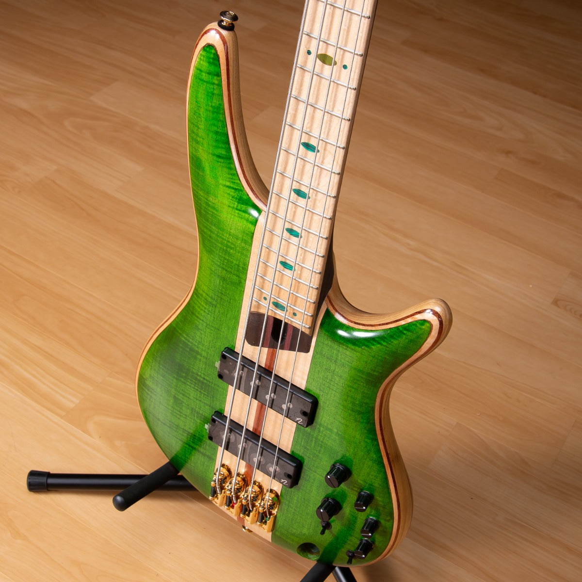 Ibanez SR4FMDX SR Premium Bass Guitar - Emerald Green Low Gloss view 5