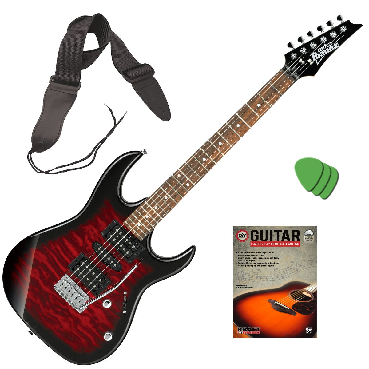 Ibanez GRX70QA GIO RX Electric Guitar - Red Sunburst BONUS PAK