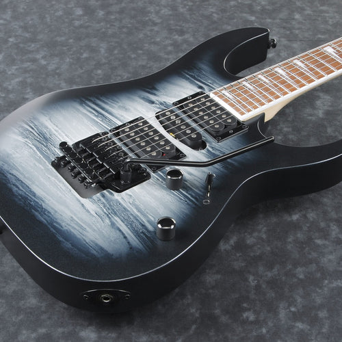 Angled body top view of Ibanez RG470DX Electric Guitar - Black Planet