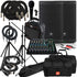 Collage of the components in the JBL EON710 10-inch Powered PA Speaker COMPLETE AUDIO BUNDLE