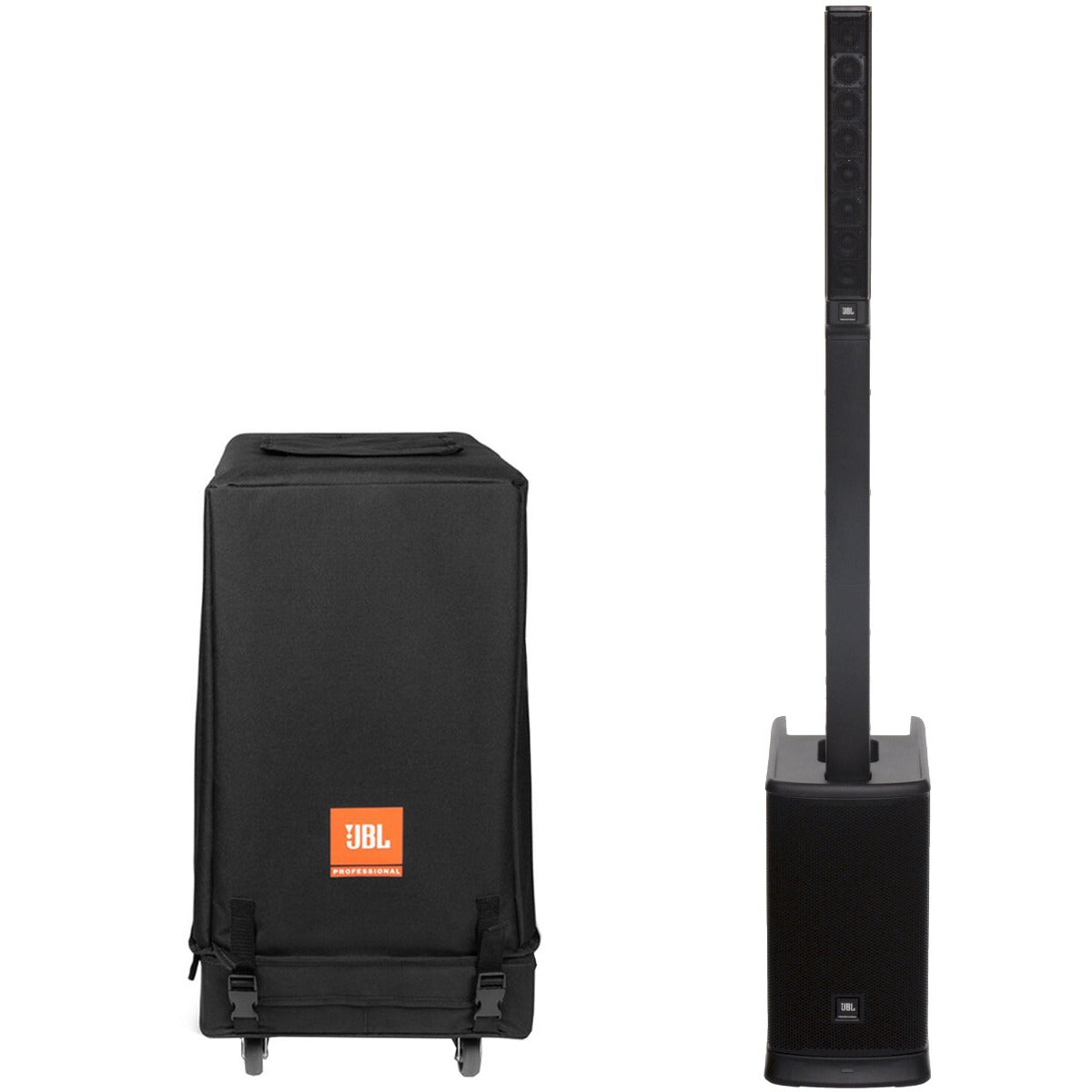 Collage of the components in the JBL EON One MK2 Portable PA System CARRY BAG KIT bundle