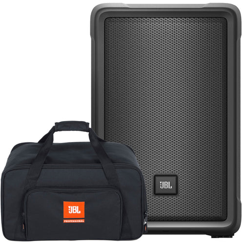 Collage of the components in the JBL IRX108BT Powered PA Speaker CARRY BAG KIT