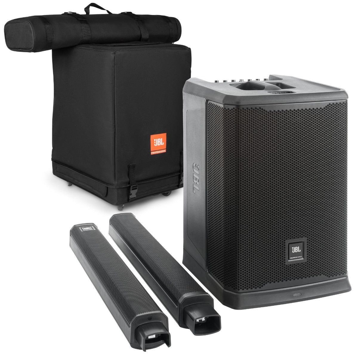 Collage of items in JBL PRX One All-In-One Column PA System CARRY BAG KIT