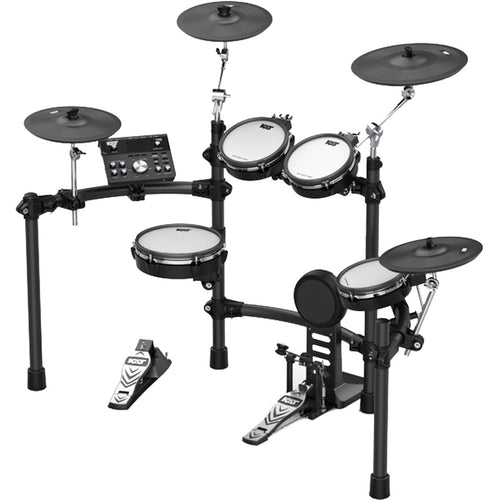 3/4 view of Kat Percussion KT-300 Electronic Drum Set w/Remo Mesh Heads showing back, top and left side