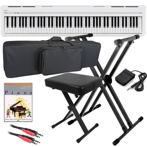Kawai ES120 Portable Digital Piano - White with included bundle accessories
