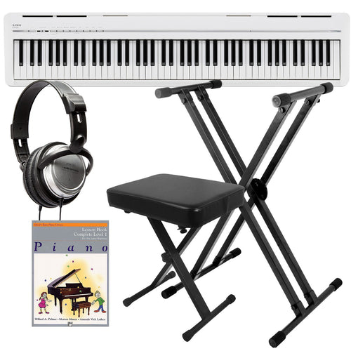 Kawai ES120 Portable Digital Piano - White with included bundle accessories