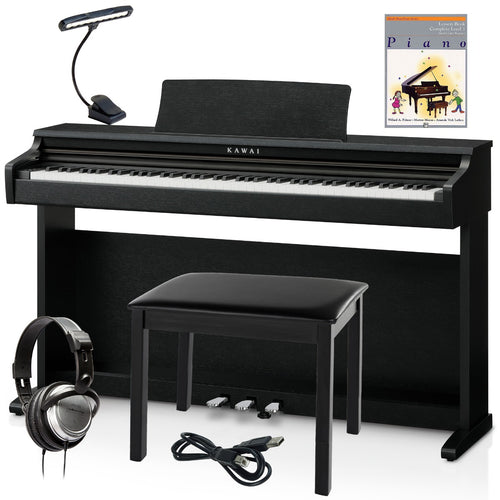Collage image of the Kawai KDP120 Digital Piano - Black COMPLETE HOME BUNDLE