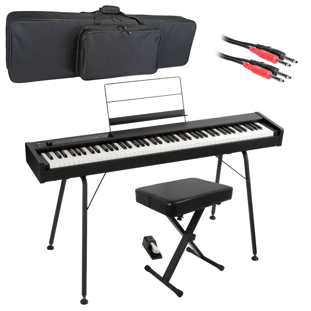 D1 Digital Piano Black STAGE ESSENTIALS BUNDLE Kraft Music