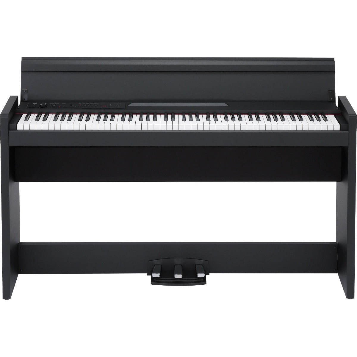 Perspective view of Korg LP-380U Digital Piano - Black showing top and front