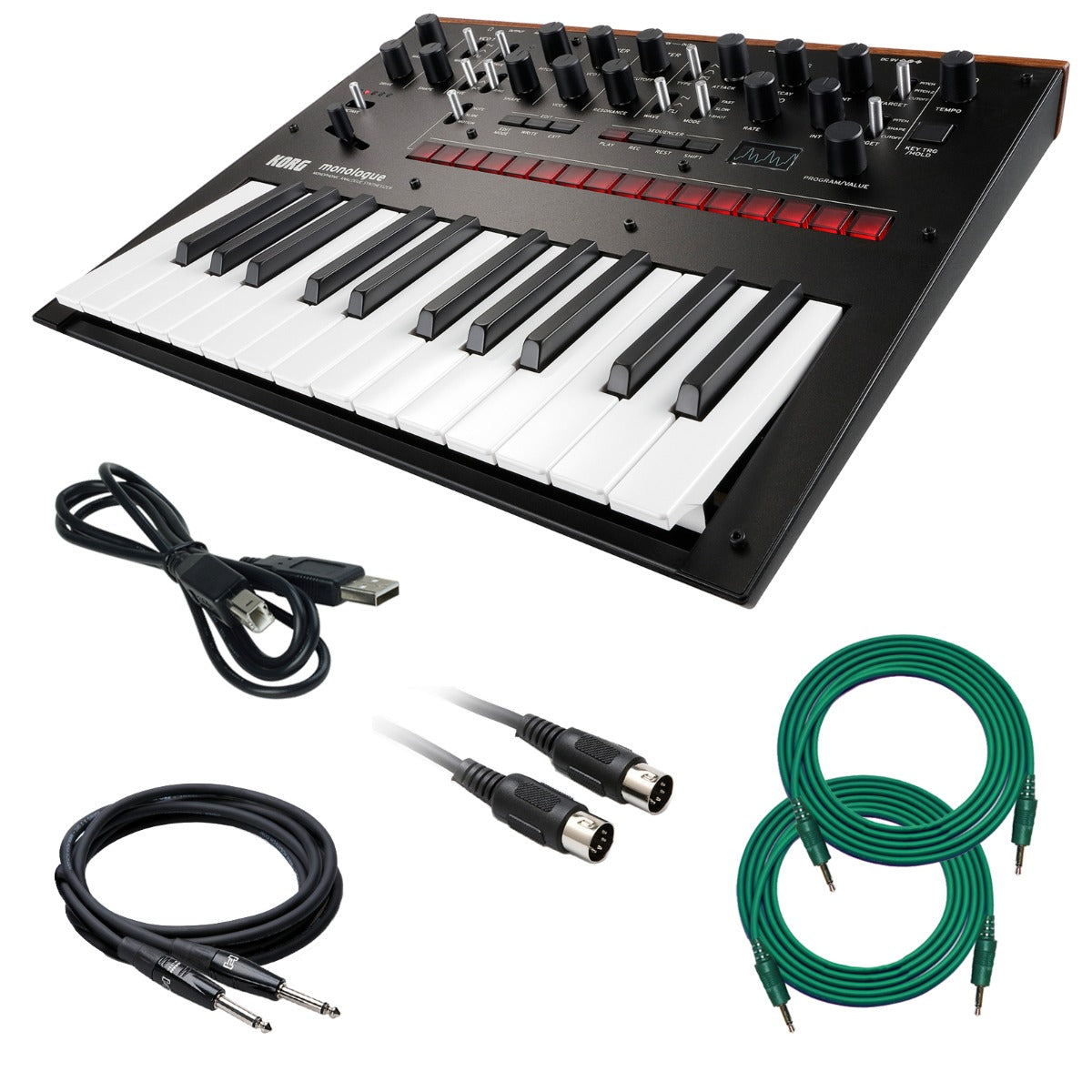 Korg Monologue Monophonic Analog Synthesizer - Black CABLE KIT