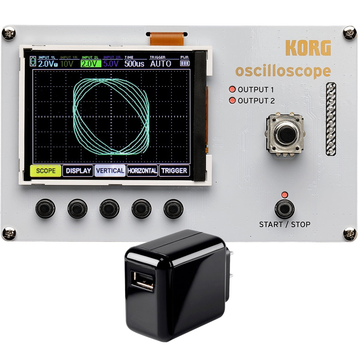 Collage showing components in Korg Nu:Tekt NTS-2 Oscilloscope Kit POWER KIT