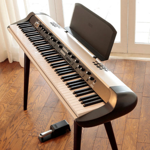 Korg SV2 on wood-leg stand in a home