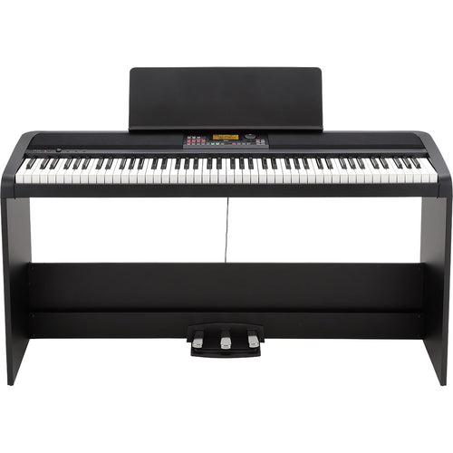 Perspective view of Korg XE20SP Home Digital Ensemble Piano showing front and top