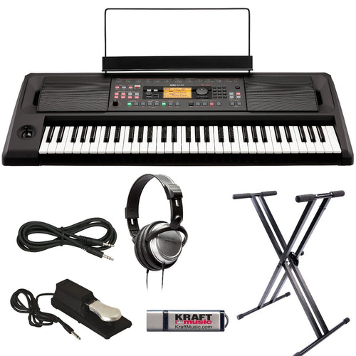 Bundle collage image of Korg EK-50L Entertainer Keyboard KEY ESSENTIALS BUNDLE