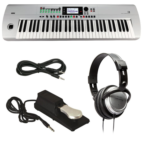 Korg i3 in matte silver with included accessories