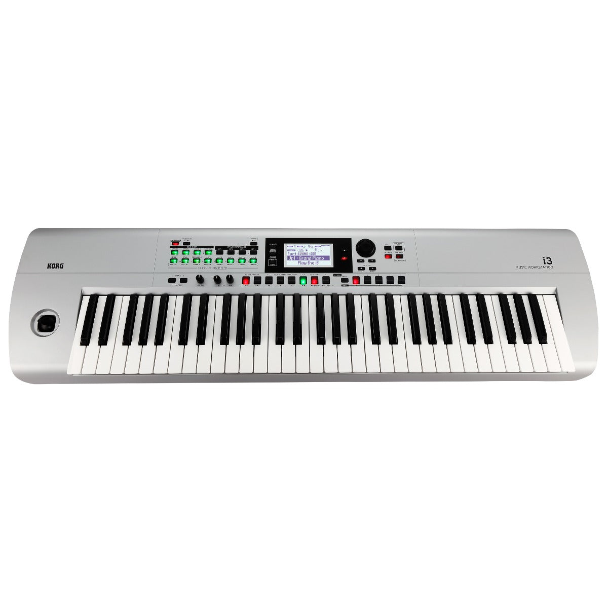 korg i3 in matte silver front view