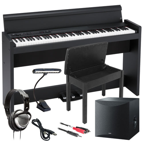 Collage image of the Korg LP-380U Digital Piano - Black COMPLETE HOME BUNDLE PLUS bundle