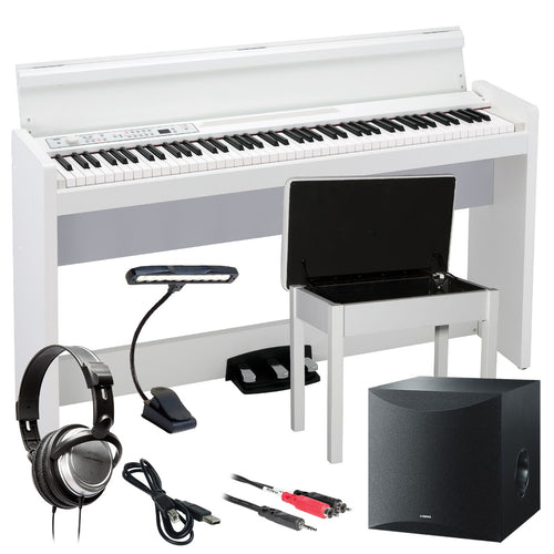 Collage image of the Korg LP-380U Digital Piano - White COMPLETE HOME BUNDLE PLUS bundle