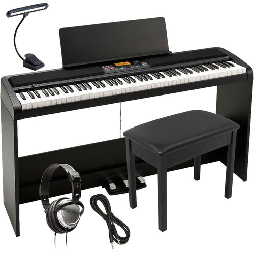 Collage image of the Korg XE20SP Home Digital Ensemble Piano COMPLETE HOME BUNDLE